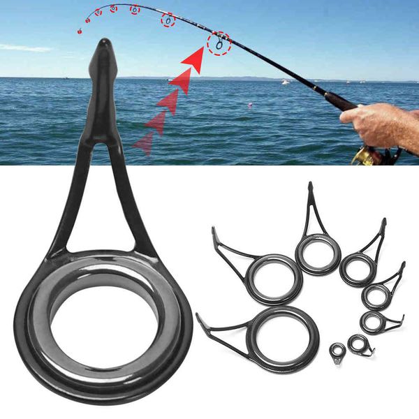 5Pcs 3mm-23mm diametro interno Vintage Oval Fishing Top Rings Rod Guide Pole Kit di riparazione Line Eyes Set