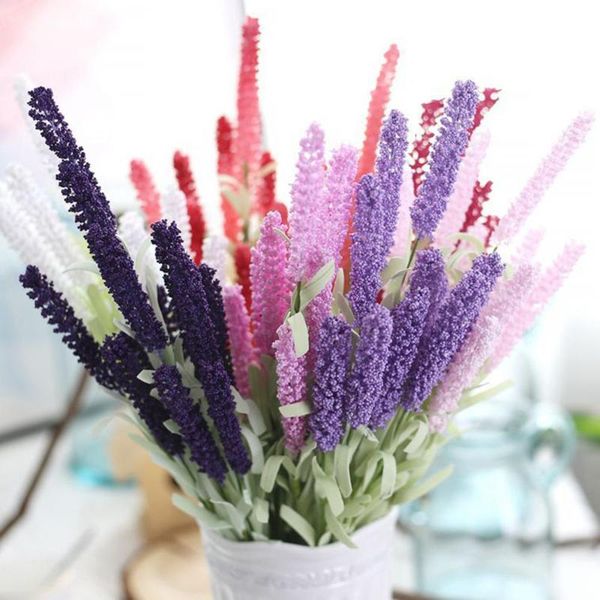 

decorative flowers & wreaths 12 heads/bouquet 4 colors purple romantic provenc artificial lavender decoration for wedding party garden decor