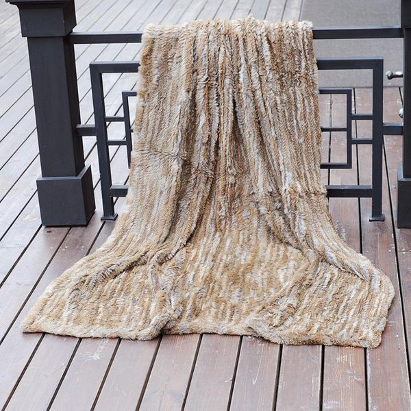 

blankets cx-d-10b natural brown fashion knit fur throw blanket ~ drop