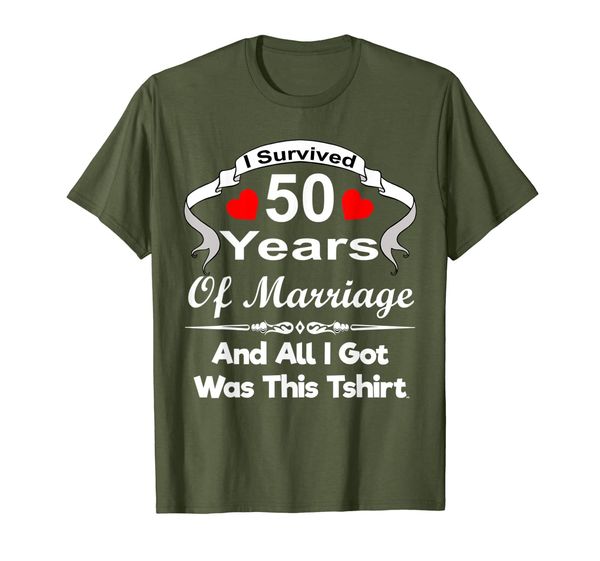 

50th fifty wedding anniversary tshirt marriage husband wife, White;black