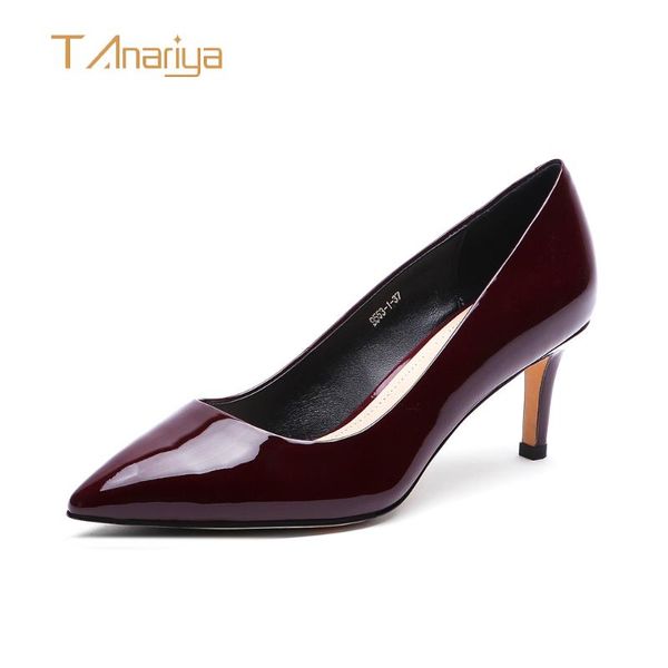 

tanariya wine red leather patent pointed shoes for spring and autumn 20 ladies high heels women woman pumps dress, Black