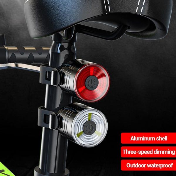 

bike lights bicycle led smart road front rear light button battery cycling helmet headlight waterproof safety warning taillight