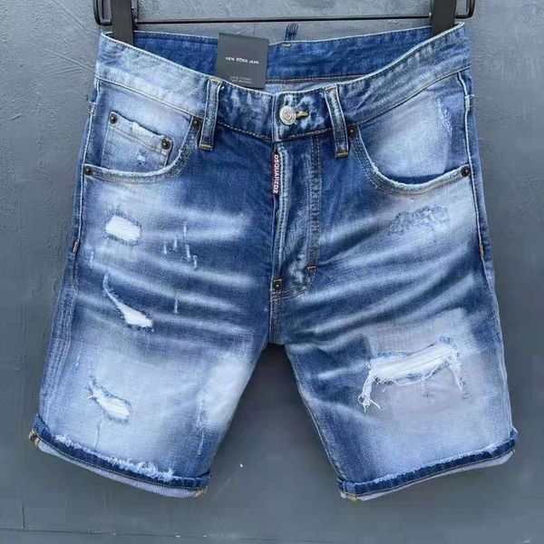 

men's jeans italian straight denim shorts blue paint slim d9128