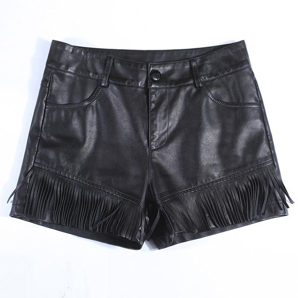 

women's shorts 2021 autumn pu tassel casual shorts, women, White;black
