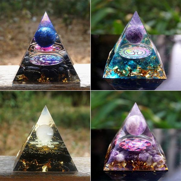 

decorative objects & figurines tree of life pyramid amethyst crystal sphere peridot healing energy orgonite pyramide emf protection meditati