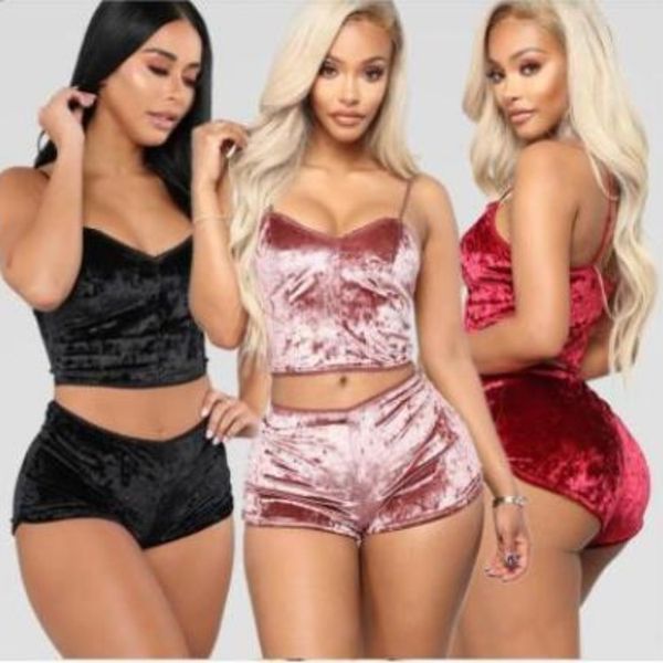 

sets lingerie veet two piece suit t-shirt close fitting pajamas, Black;white