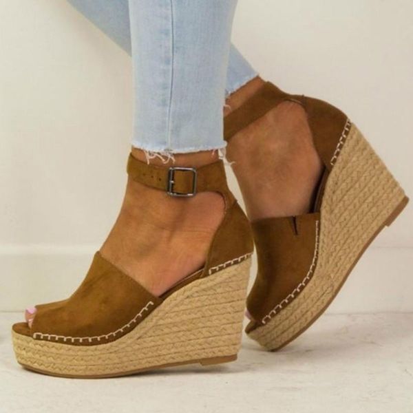 

summer high heels wedges sandals women gladiator fashion platform espadrilles shoes ladies peep toe pumps big size zapatos, Black