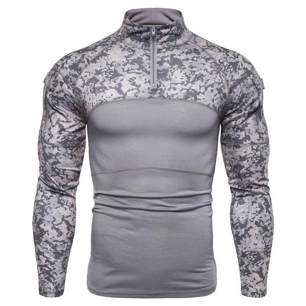 

men's t-shirts long sleeve camouflage t shirt sports sweatsuit fitness tank casual sport outdoor pullover male clothing, White;black