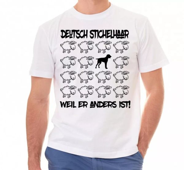 

german hairs shirt black sheep men dog dogs motif vorstehhund, White;black