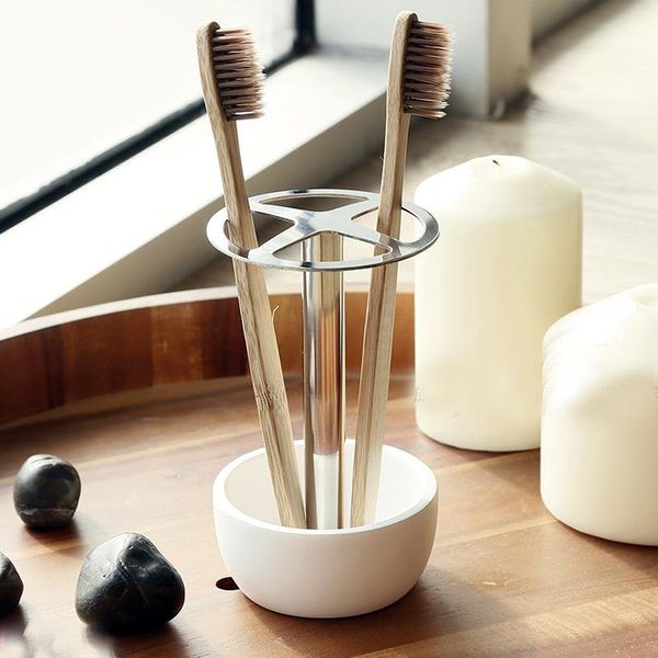 

stainless steel toothbrush holder multi-function tableware storage stand home makeup brush rack bathroom accessories sets bath accessory set