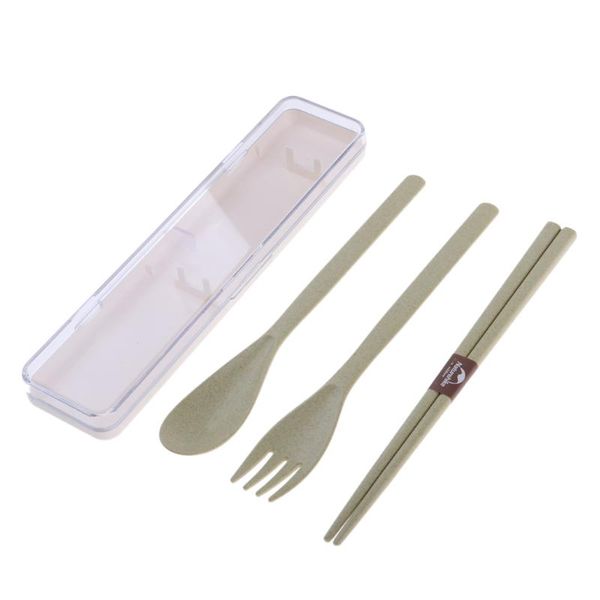 

camp kitchen 3pcs travel outdoor spoon fork chopsticks tableware set with case