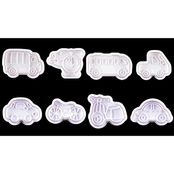 

4pcs/set creative plastic decorative biscuit mold 3d car vehicle cookie cutter fondant mould diy cake decorating baking tools moulds