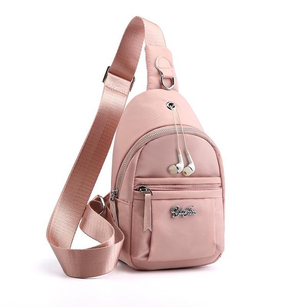 

waterproof nylon bags for women fahion pink crossbody chest pack womans shoulder bag phone pocket anti theft purse messenger waist