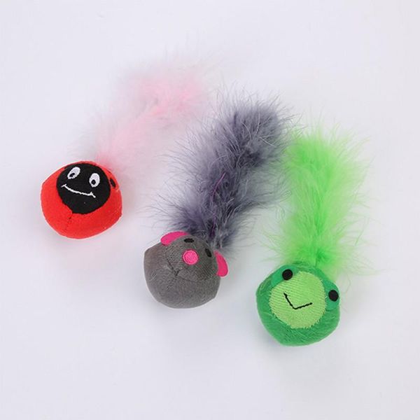 

cat toys pet cats small funny playing for kitten feather rainbow ball toy tool