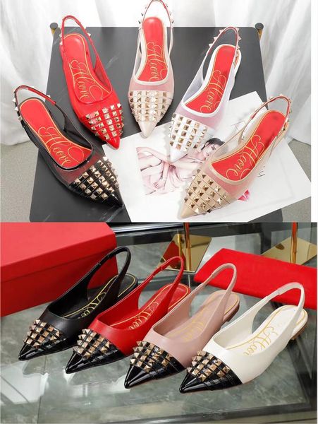 

transparent flat heel sandals slippers womens baotou rivet luxury designer anti slip mesh crystal cup pointed diamond flat shoes original si, Black