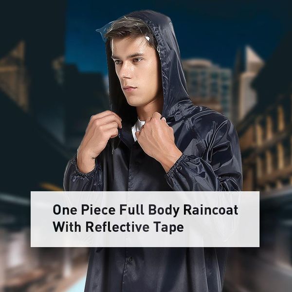 

men's jackets one piece full body raincoat with reflective tape, Black;brown