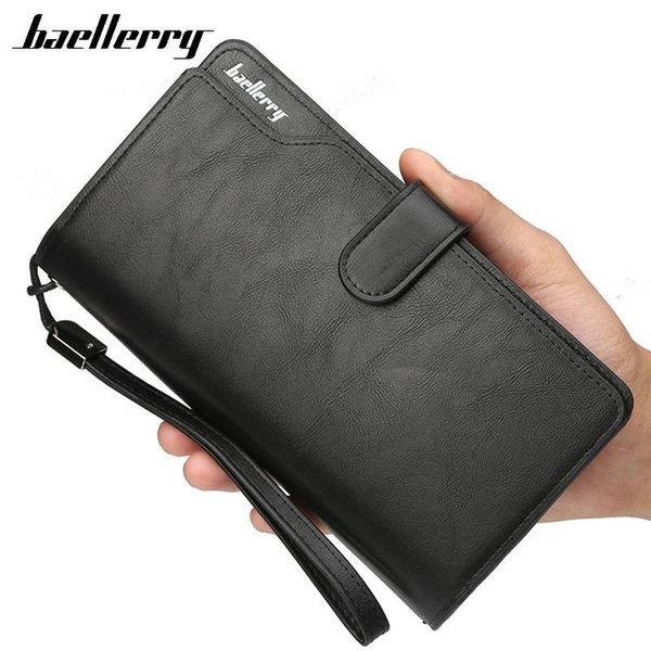 

baellerry wallet male wallets leather purse casual cell phone pocket clutch zipper bag multifunction card holder, Red;black