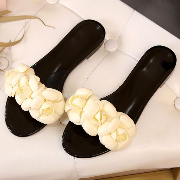 

70% off wholesale sandals flip-flops sunmmer women's slippers luxury designer flower decor fairy shoes sell ladies beach vacation slide, Black