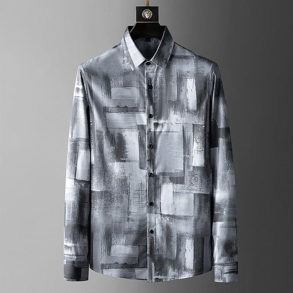 

men's casual shirts 2021 autumn shirt long sleeve slim fit fashion business formal dress streetwear social chemise homme, White;black