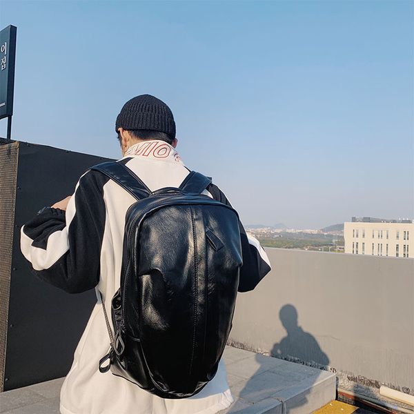 

unique hipster fashion backpack student schoolbag new korean style leather backpack outdoor leisure travel backpack