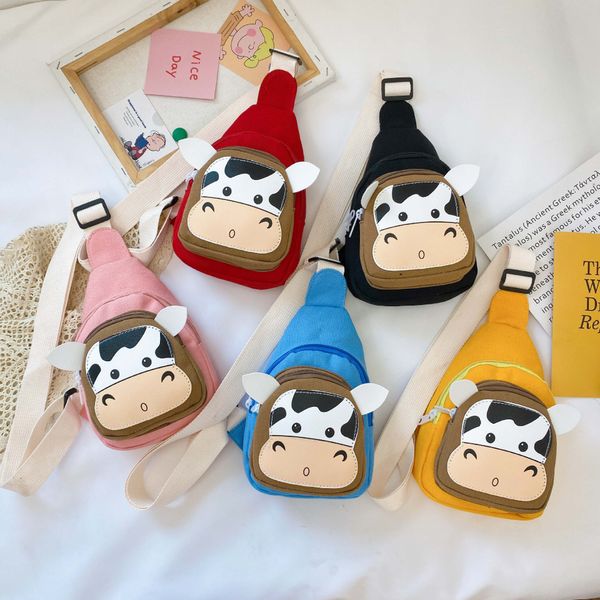 

snack cute children's cow chest bag new shoulder female cartoon 2021 canvas messenger calf jmchg