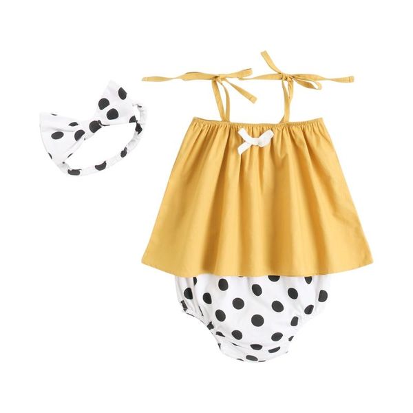 

clothing sets sanlutoz cotton baby girls clothes summer sleeveless infants + polka dot bottoms 2pcs, White