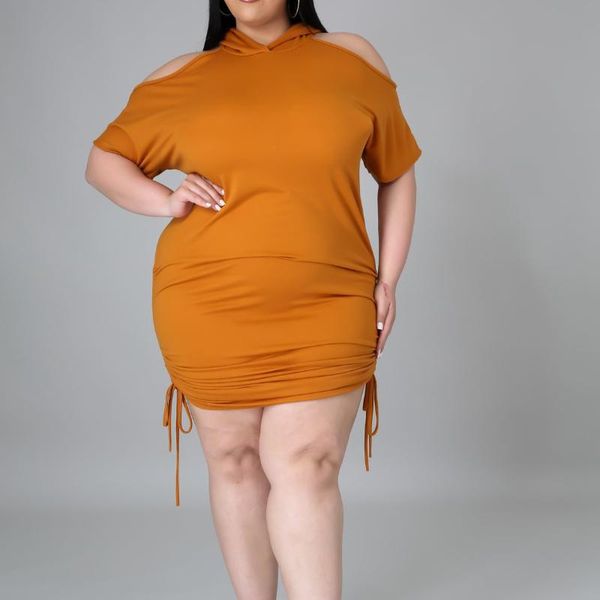 

plus size dresses 4xl 5xl short sleeve hooded summer dress women mini length off shoulder casual evening party robe 2021, Black