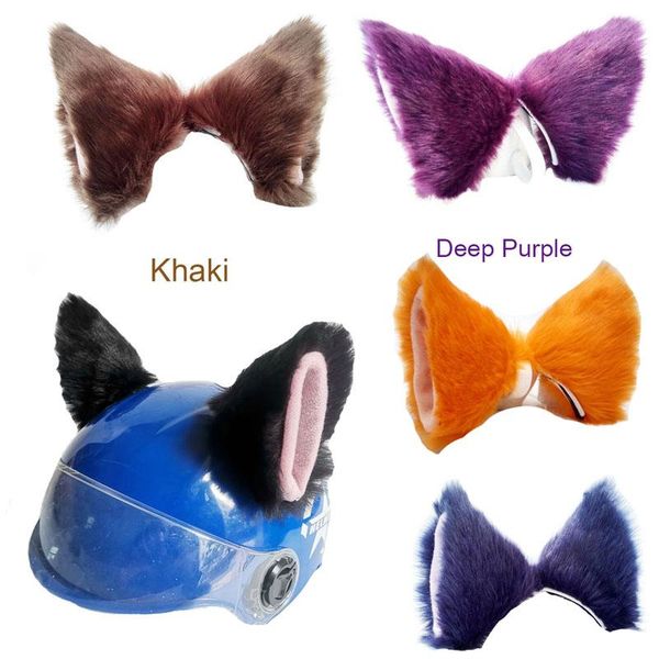 

motorcycle helmets 2pcs/set creative cute plush cat ear helmet deco motocross electric diy accessorie sticker cosplay car styling