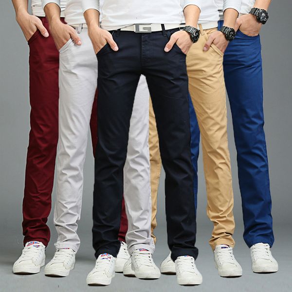 

pants spring and summer design casual pants cotton slim pant straight trousers fashion solid sky blue black men