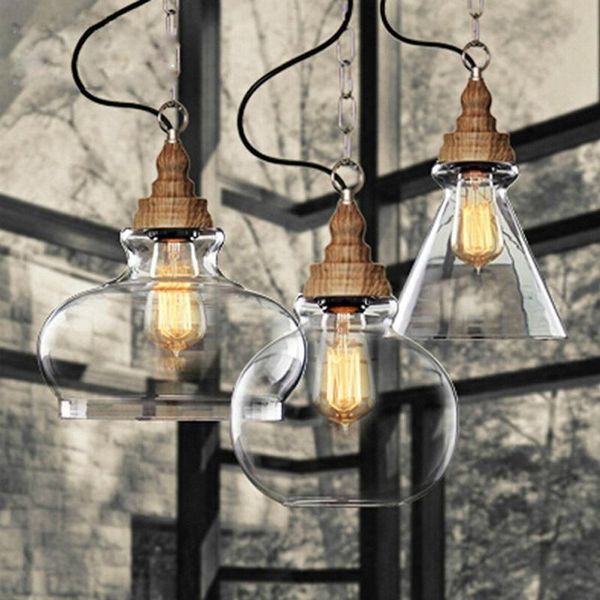 

pendant lamps wooden loft style vintage industrial lighting retro lamp edison light bulb, lamparas lustres e pendentes mj1014