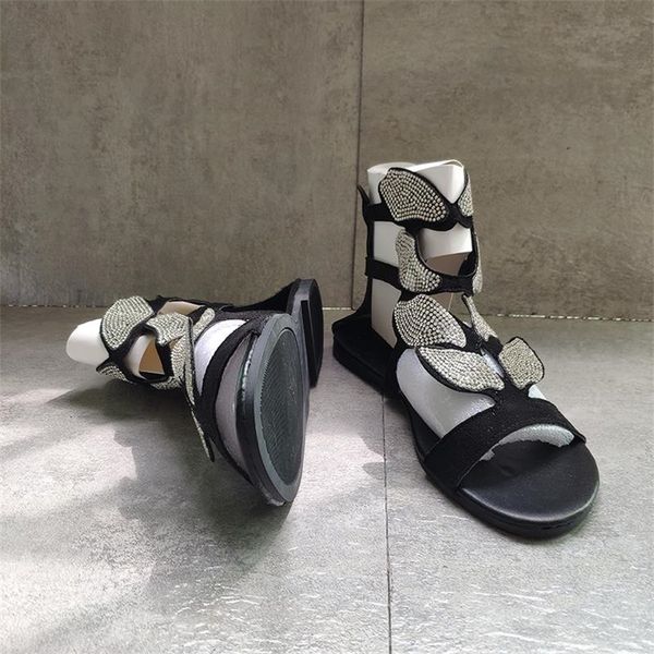 2021 Designer Frauen Slipper Sandale Mode Sommer Bottom Schmetterling mit Strass Sandalen Flache Schuhe Damen Flip Flops Top Qualität 35-43 W11