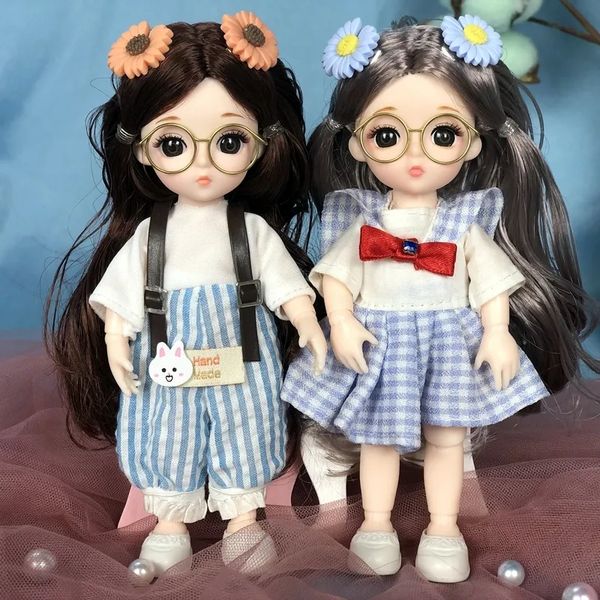 

New 2 16cm Bjd Doll 13 Movable Joints 3D Real Eye High-end Dress Can Dress Up Fashion Nude Doll Children DIY Girl Toy Best Gift