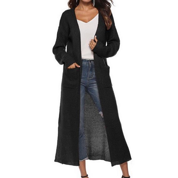 

women's trench coats 2021 long cardigan female autumn winter women sleeve sweater knitted cardigans for jacket, Tan;black