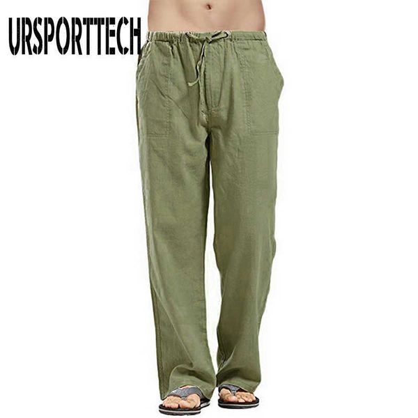 

ursporttech pants men streetwear jogger flax loose pantalones pants trousers drawstring casual male quick dry pants men oversize 210528, Black