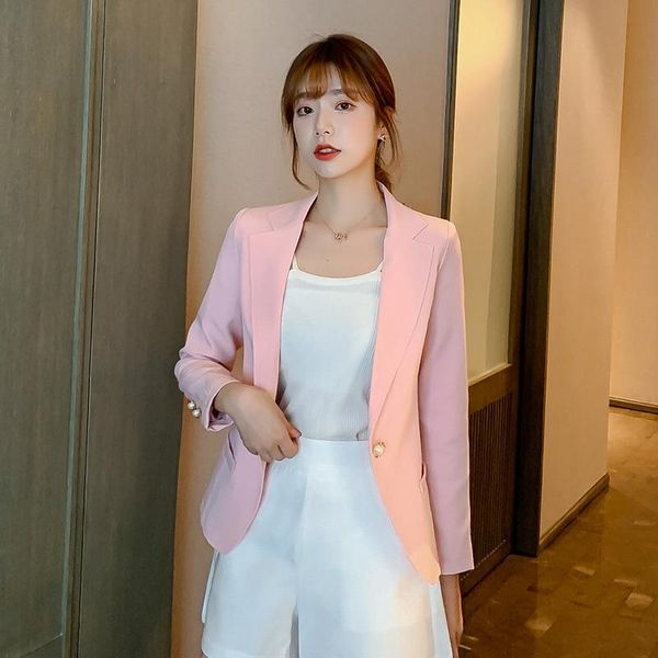 

women's suits & blazers women 2021 fashion office wear basic coat vintage solid color long sleeve pockets female outerwear chic x1645r, White;black