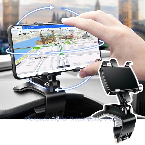 New Universal Dashboard Car Phone Titular Easy Clip Mount Stand GPS Display Display Apoio Front Apoio Suporte para iPhone Samsung Xiaomi