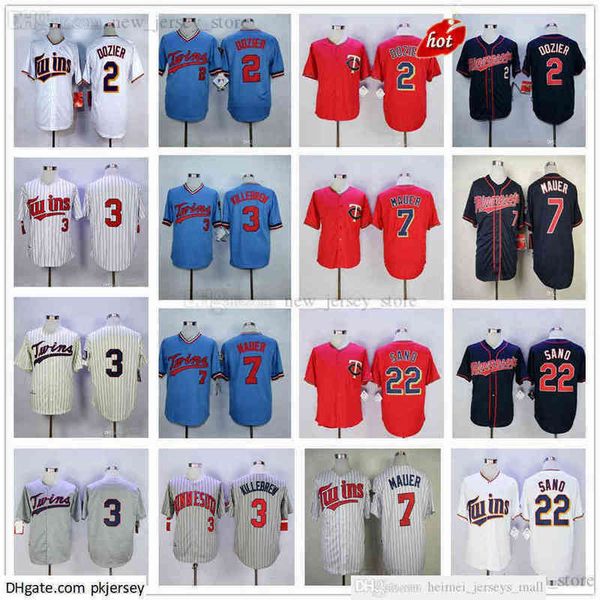 

custom 2022th vintage man women youth baseball jerseys 2 brian 3 harmon dozier killebrew kids stitched 7 joe 22 miguel mauer sano jersey, Black