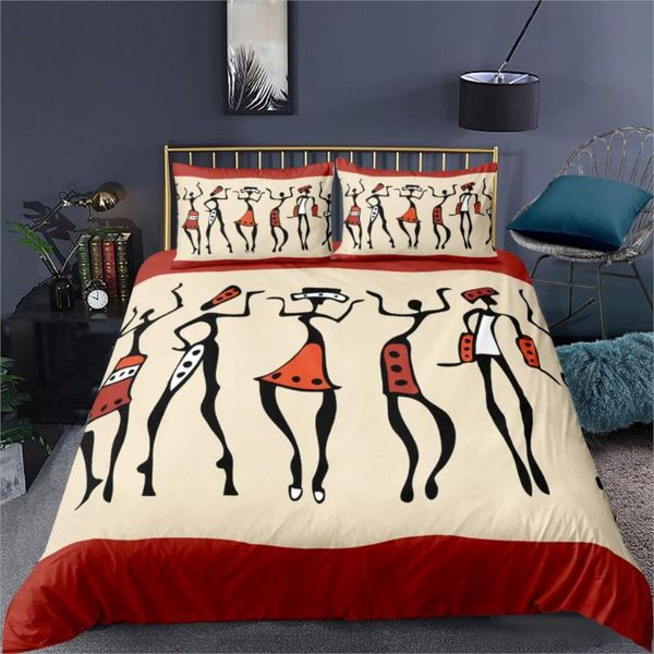 

bedding sets 2021 africa duvet cover set retro exotic tribal woman quilt  red orange bed geometric home textile