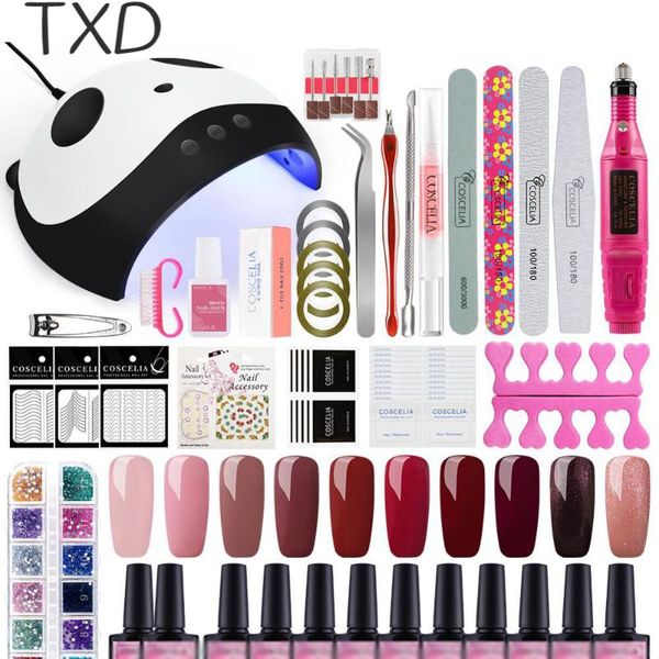 

nail art kits txd electric drill tools set uv led lamp dryer gel polish kit soak off manicure