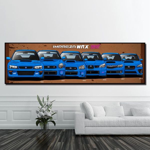 

paintings hd prints wall art blue cool car sti sports fashion poster painting canvas pictures for living room bedside home decoration