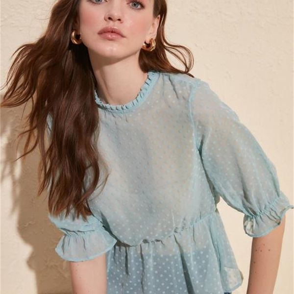 

women's blouses & shirts trendyol flocked organza blouse twoss20bz0489 cyl0, White