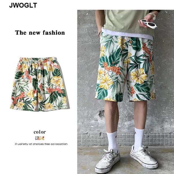 

summer fashion mens floral shorts casual printed drawstring waist men oversize loose beach hawaiian bermuda men's, White;black