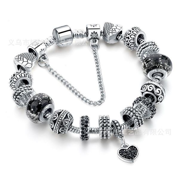 

charm bracelets glass charms beaded bangles diy grid alloy peach heart set diamond pendant string, Golden;silver