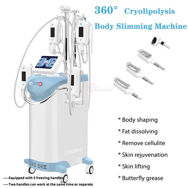 Cryolipolysis Yağ Azaltma Donma Makinesi ile 5 Cryo Kolları Çift Çene Kaldır Vücut Zayıflama Kriyoterapi Ekipmanları