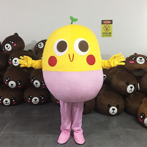 

mascot costumes cute soybean mascot costume bean legumina fancy dress cartoon outfit suit, Black;red