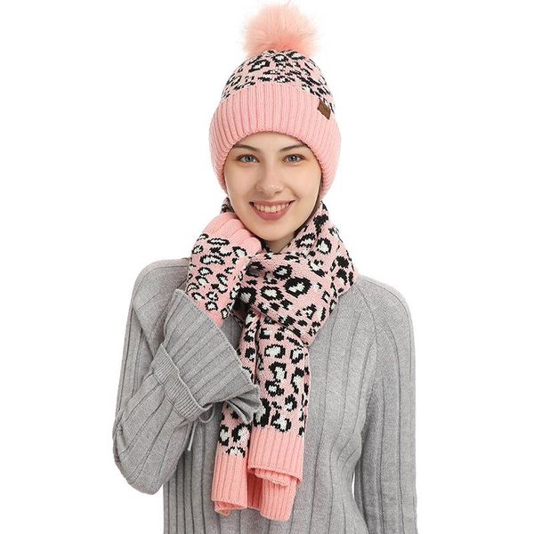 

hats, scarves & gloves sets a three-piece set of hat and scarf boys girls winter are lovely knitting wool leopard hats warm, Blue;gray