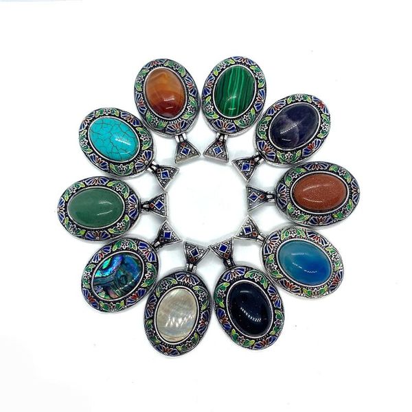 

charms 32x53mm 15colors shell inlaid metal material oval shape pendant various color jewellery fashionable charm diy necklace bracelet, Bronze;silver