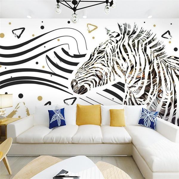 

wallpapers modern simple abstract art wallpaper 3d black and white lines zebra mural living room bedroom background fashion wall papers 3 d