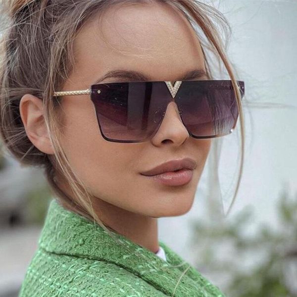 

sunglasses vintage brand v rimless women luxury designer fashion square gradient sun glasses female one piece frameless shades, White;black