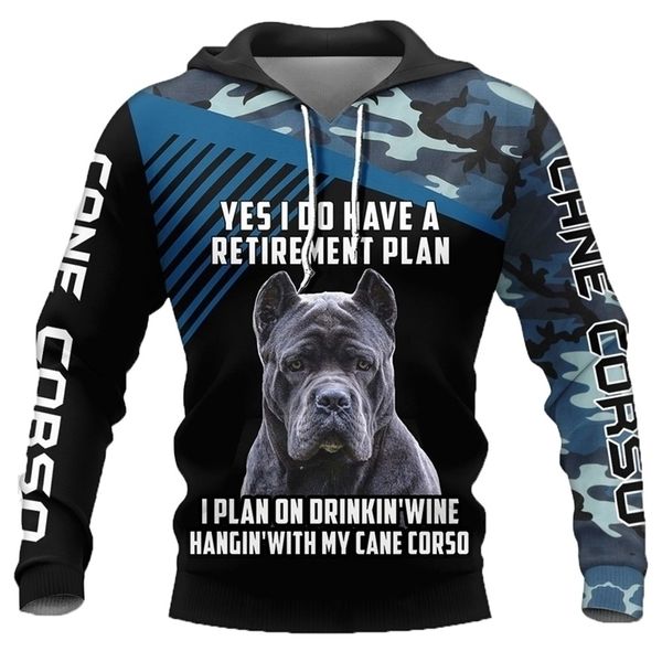 

cloocl cane corso printed hoodies navy camouflage pension plan hoodie shirts personality pets pocket hooded, Black;green